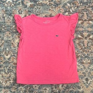 Vineyard Vines Coral Kids Ruffle Sleeve Tee
